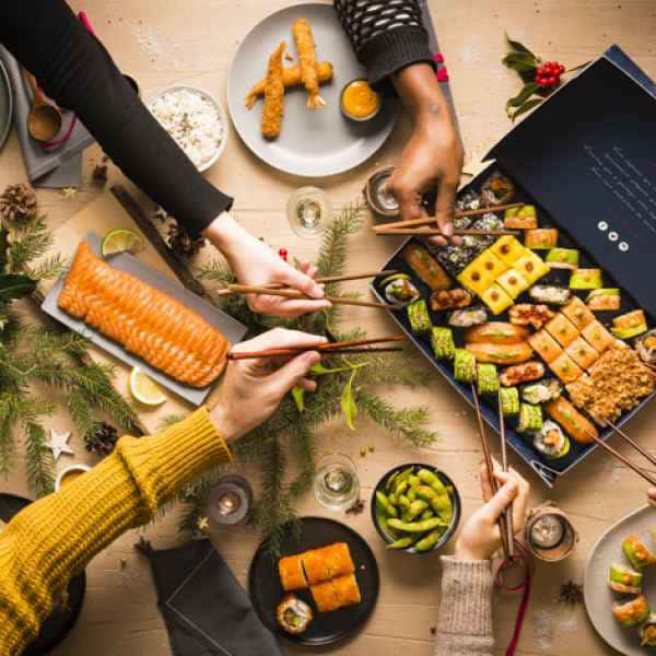 photographe culinaire planet sushi partage noel table de fete