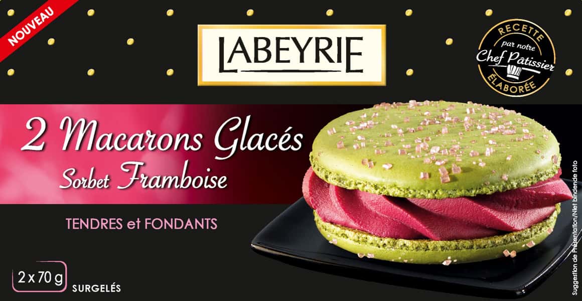 photographe culinaire labeyrie dessert packaging macarons glaces framboise